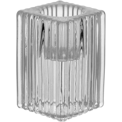 Castiçal de Vidro Transparente 6x4cm Porta Velas Elegante