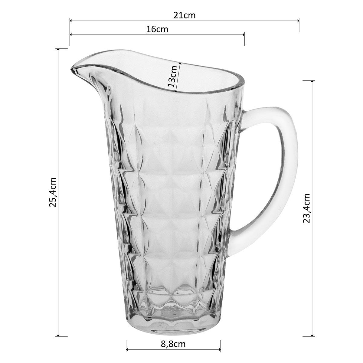 Jarra de Vidro Transparente Dalia 1,2L 25x21x13cm Bico Antiderrame