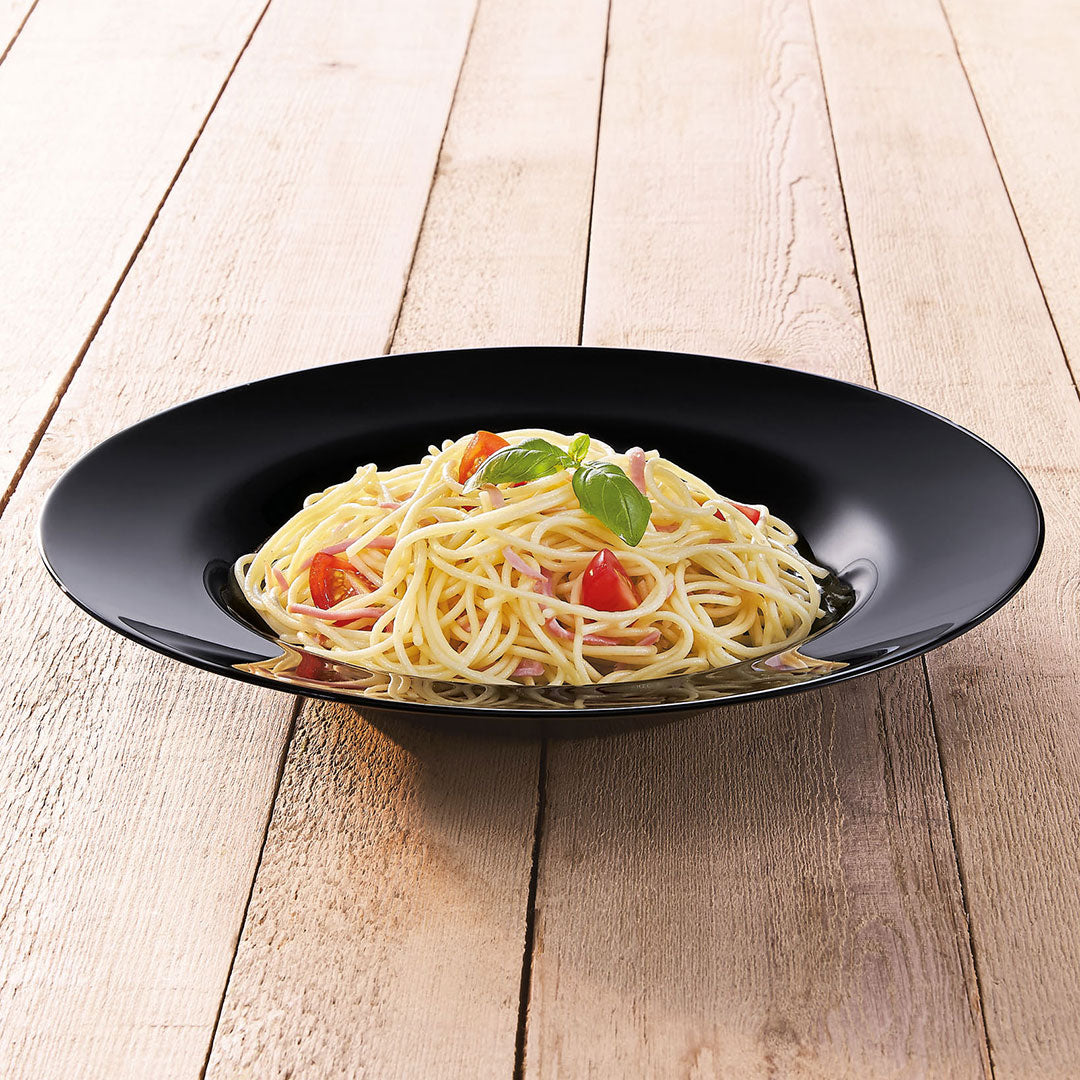 Prato Pasta Luminarc Friend's Time Vidro Temperado 28cm Preto