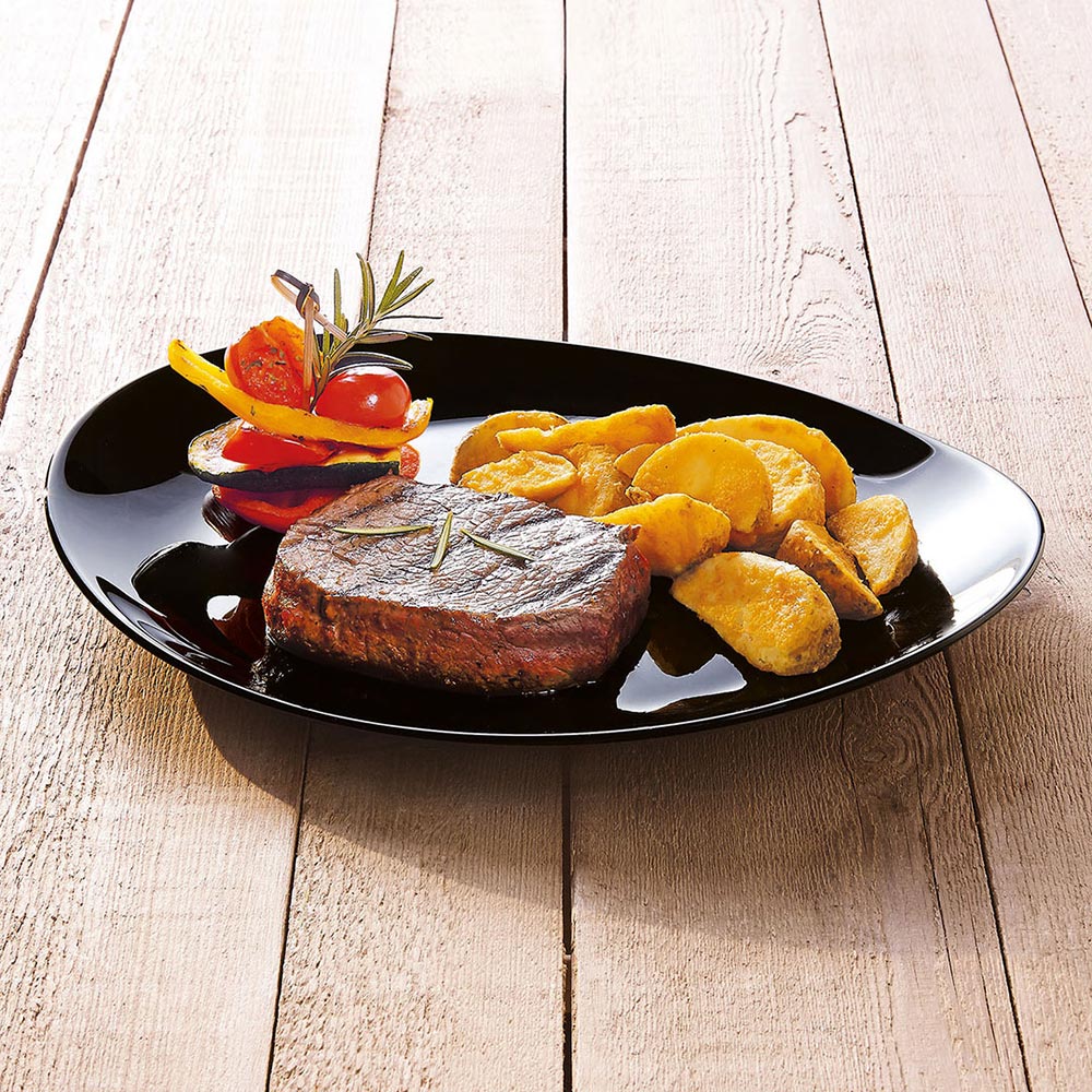 Prato Steak Luminarc Black Vidro Temperado 29,8x26cm 0,80kg