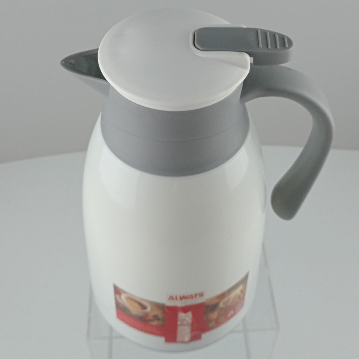 Garrafa Térmica Ampola 1L Branco Vidro e Plástico 25x16x13cm