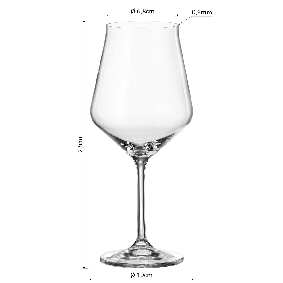 Jogo 6 Taças de Vinho Bohemia Lida Cristal 580ml Transparente