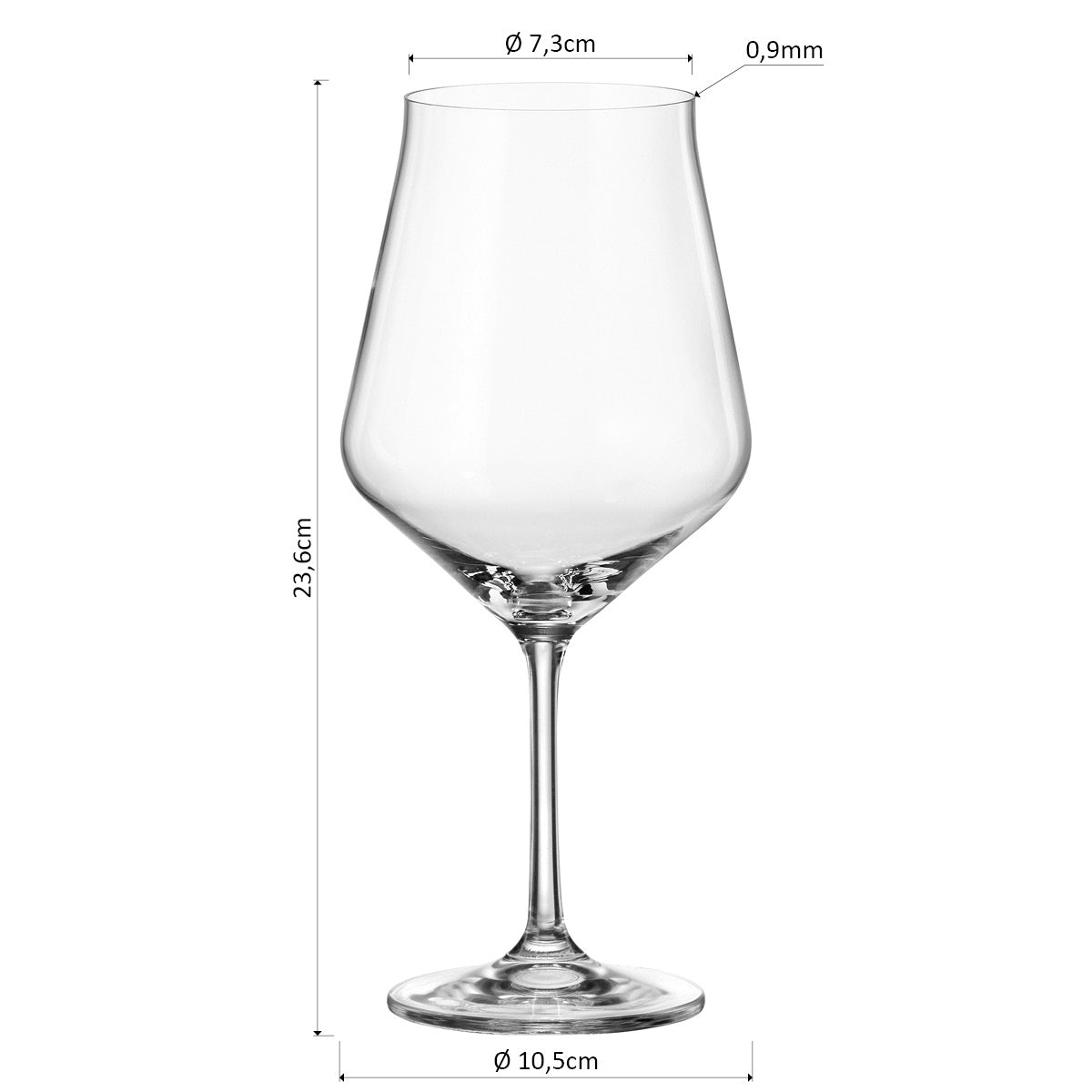 Conjunto 6 Taças de Vinho Bohemia Lida Cristal 690ml Transparente