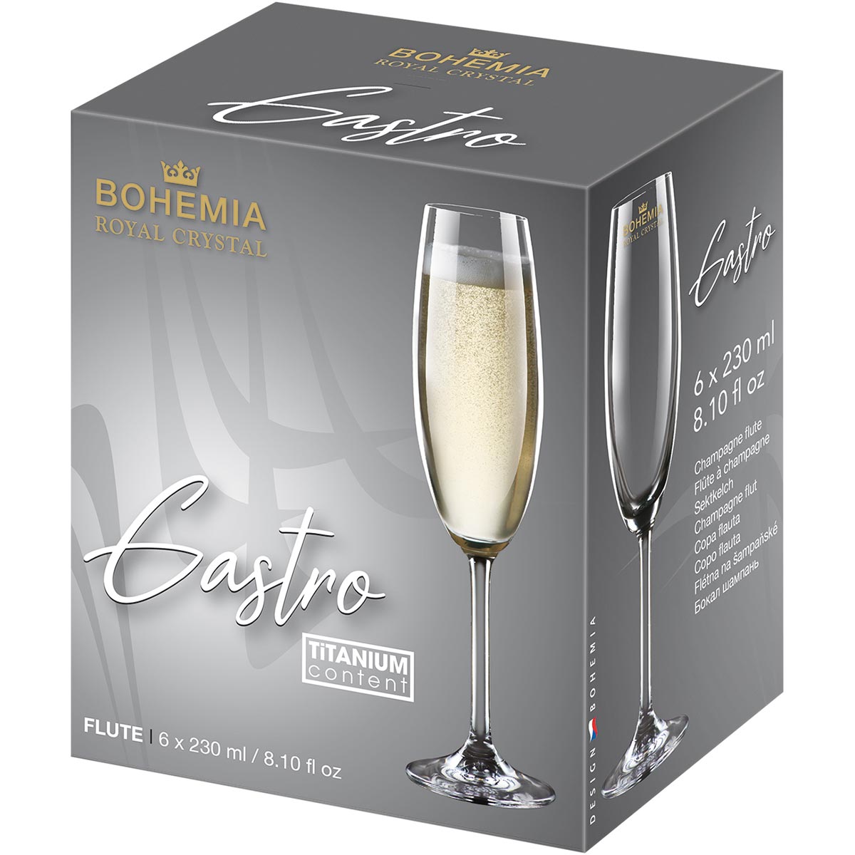 Conjunto 6 Taças de Champanhe Bohemia Cristal 230ml Transparente