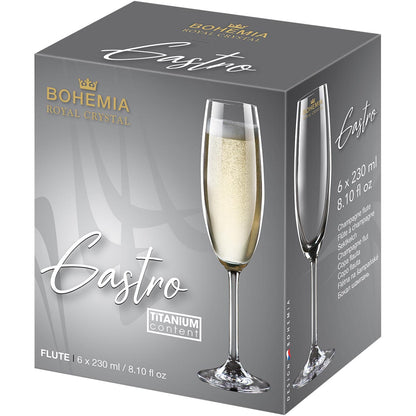 Conjunto 6 Taças de Champanhe Bohemia Cristal 230ml Transparente