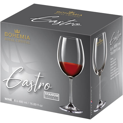 Conjunto 6 Taças de Vinho Bohemia Gastro Cristal 480ml Transparente