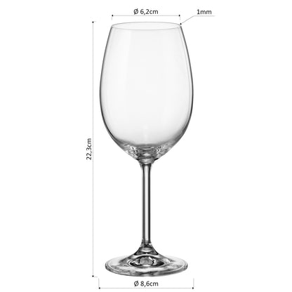 Conjunto 6 Taças de Vinho Bohemia Gastro Cristal 480ml Transparente