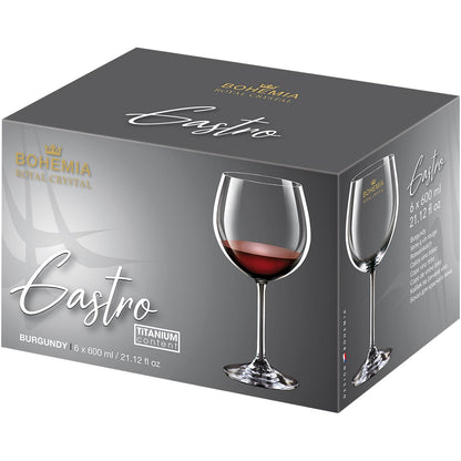 Jogo de Taças de Vinho Bohemia Gastro Cristal 600ml 6 Peças Transparente