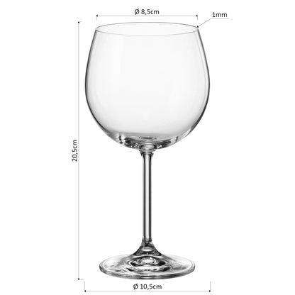 Jogo de Taças de Vinho Bohemia Gastro Cristal 600ml 6 Peças Transparente
