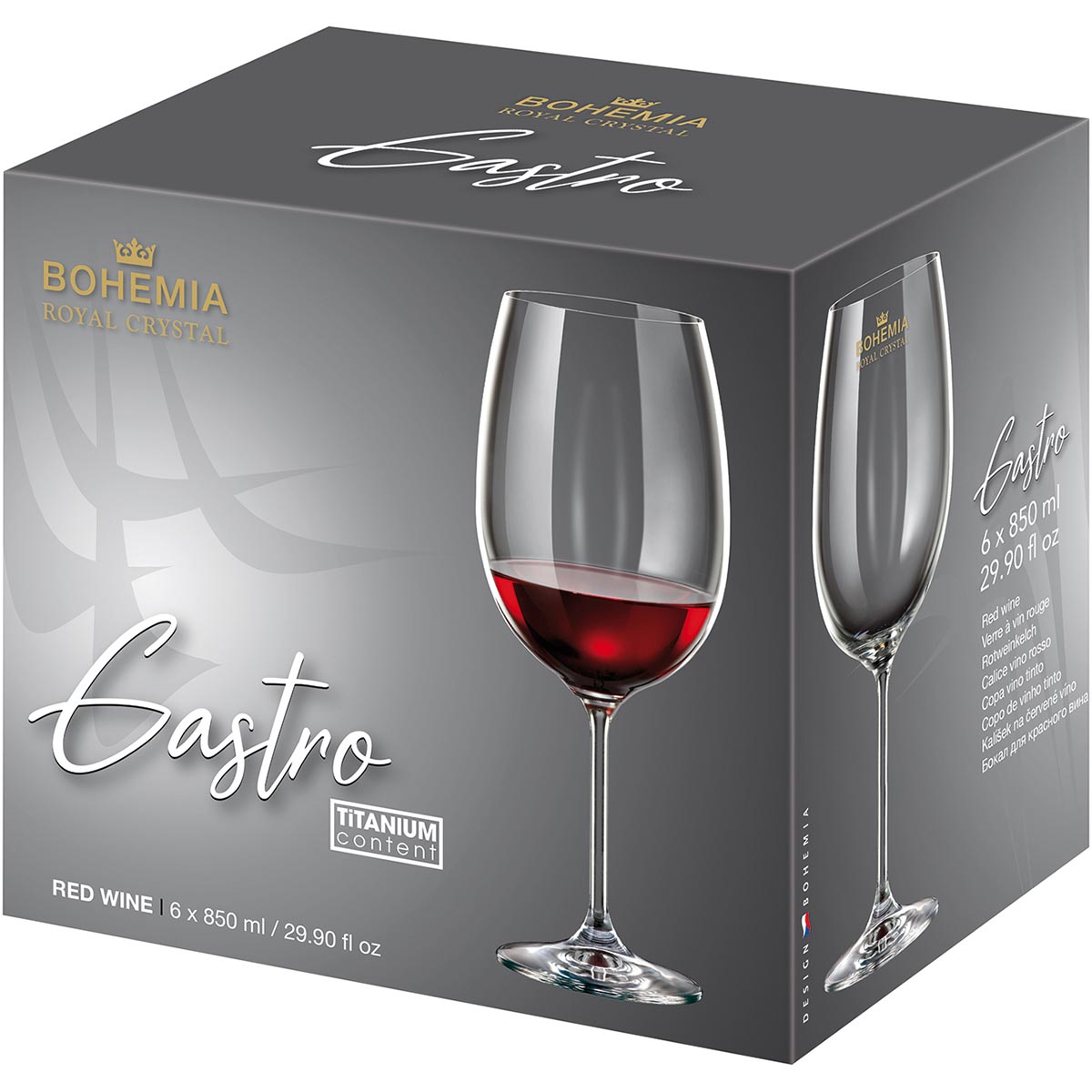 Conjunto 6 Taças de Vinho Bohemia Cristal 850ml Transparente 25x9cm