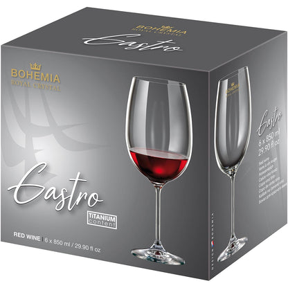 Conjunto 6 Taças de Vinho Bohemia Cristal 850ml Transparente 25x9cm