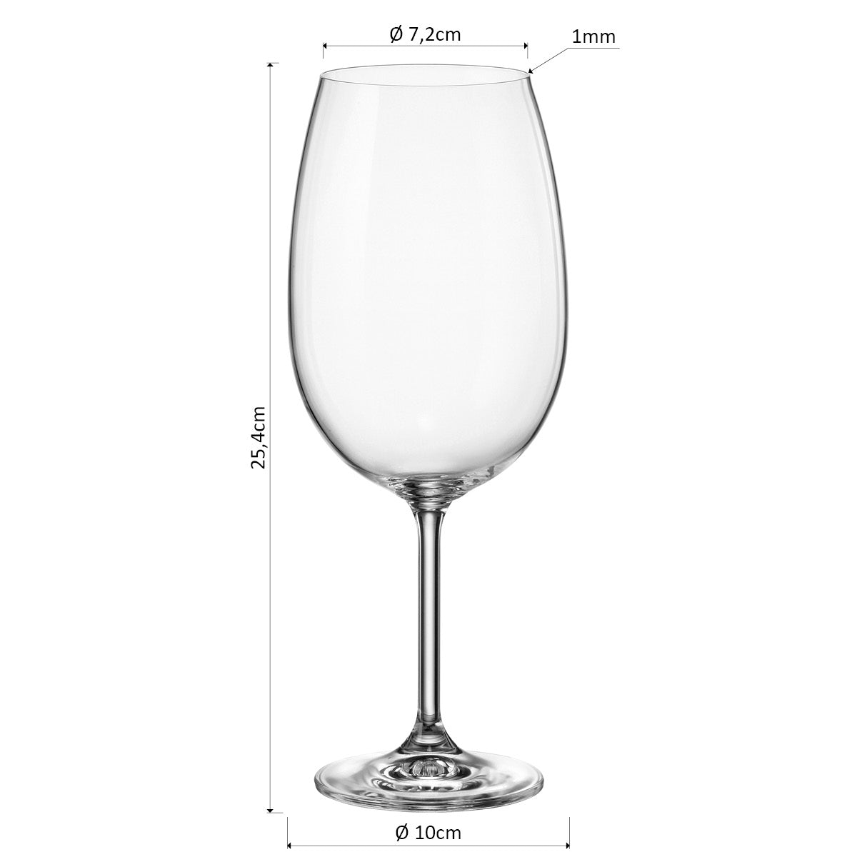 Conjunto 6 Taças de Vinho Bohemia Cristal 850ml Transparente 25x9cm