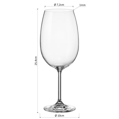 Conjunto 6 Taças de Vinho Bohemia Cristal 850ml Transparente 25x9cm