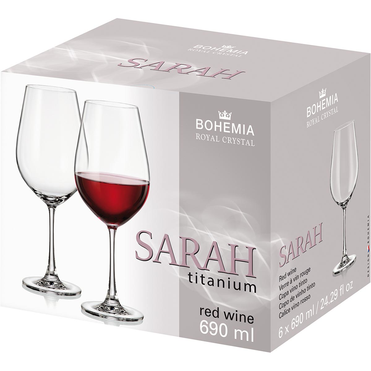 Conjunto 6 Taças de Vinho Bohemia Sarah Cristal 690ml Transparente
