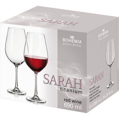 Conjunto 6 Taças de Vinho Bohemia Sarah Cristal 690ml Transparente
