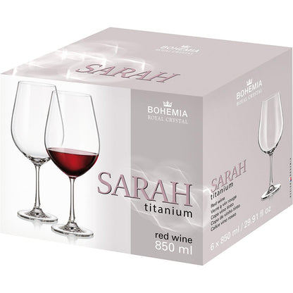 Conjunto de Taças de Vinho Bohemia Sarah Cristal 850ml Transparente 6 peças
