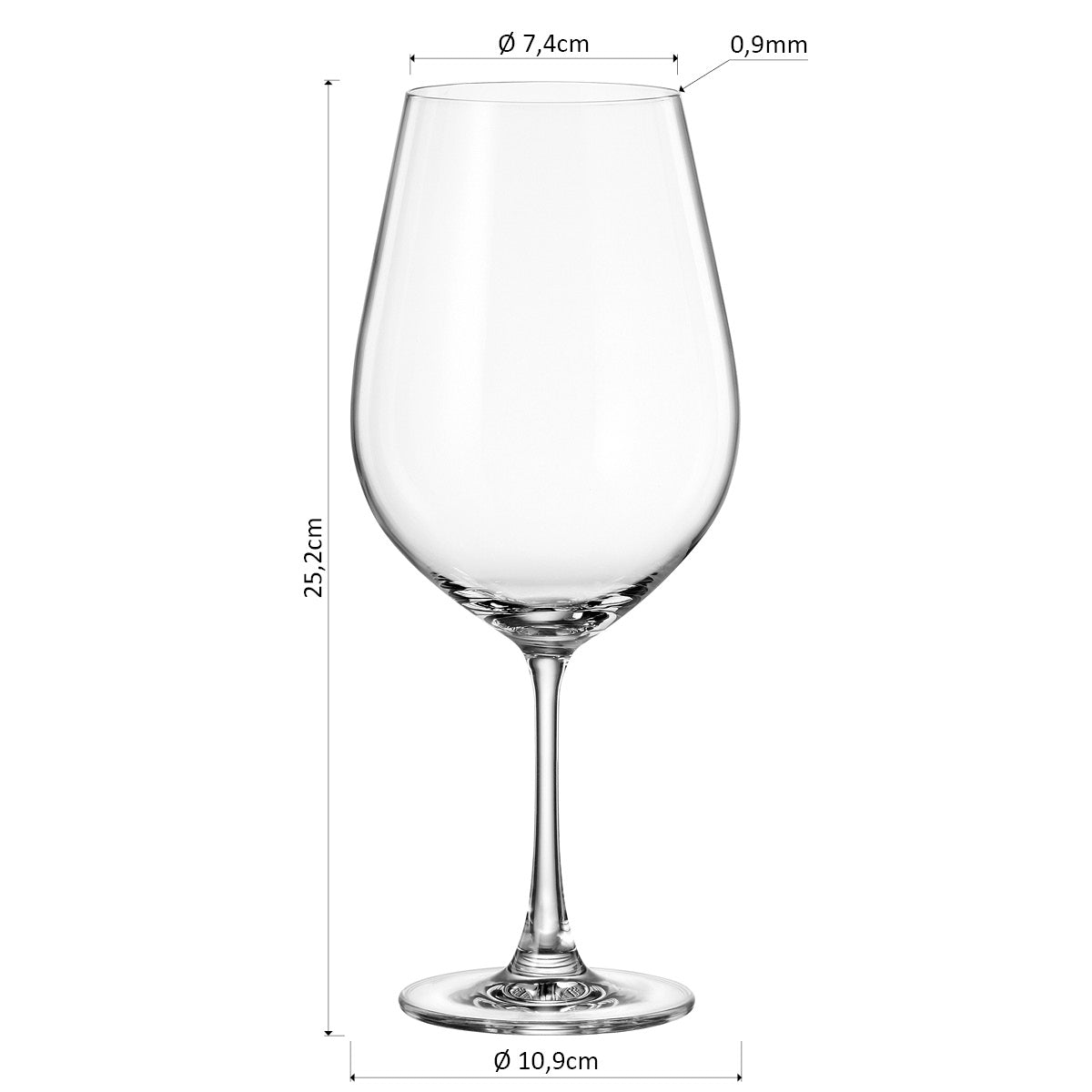 Conjunto de Taças de Vinho Bohemia Sarah Cristal 850ml Transparente 6 peças