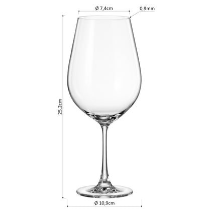 Conjunto de Taças de Vinho Bohemia Sarah Cristal 850ml Transparente 6 peças