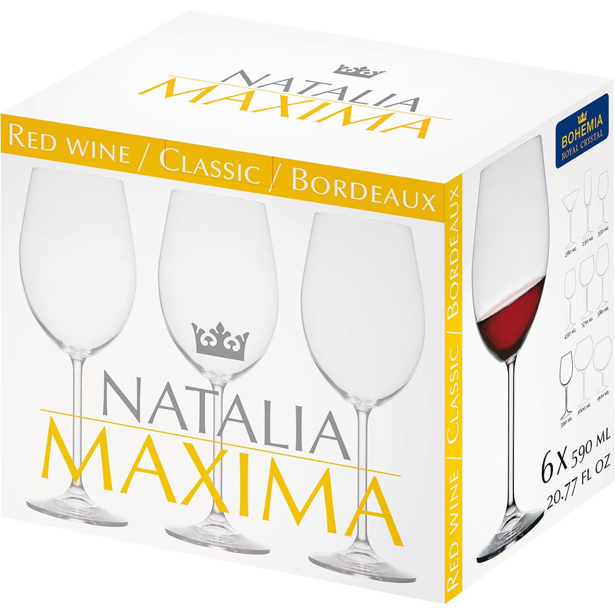 Conjunto 6 Taças de Vinho Bohemia Natalia Cristal 590ml Transparente