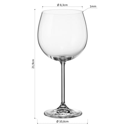 Conjunto 6 Taças de Vinho Bohemia Natalia Máxima Cristal 570ml Transparente