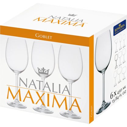 Conjunto 6 Taças de Vinho Bohemia Natalia Cristal 450ml Transparente