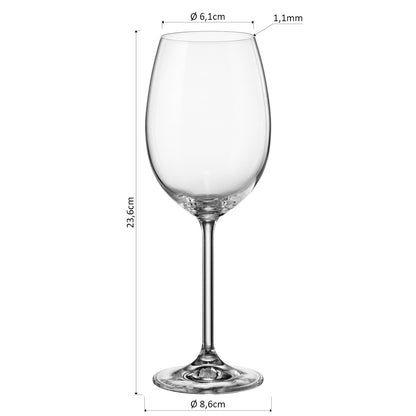 Conjunto 6 Taças de Vinho Bohemia Natalia Cristal 450ml Transparente