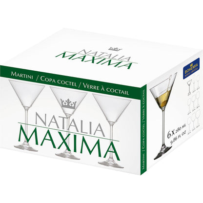 Jogo 6 Taças Martini Bohemia Natalia Cristal 280ml Transparente