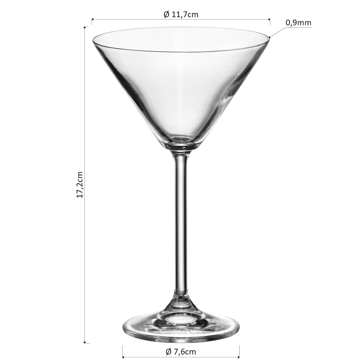 Jogo 6 Taças Martini Bohemia Natalia Cristal 280ml Transparente