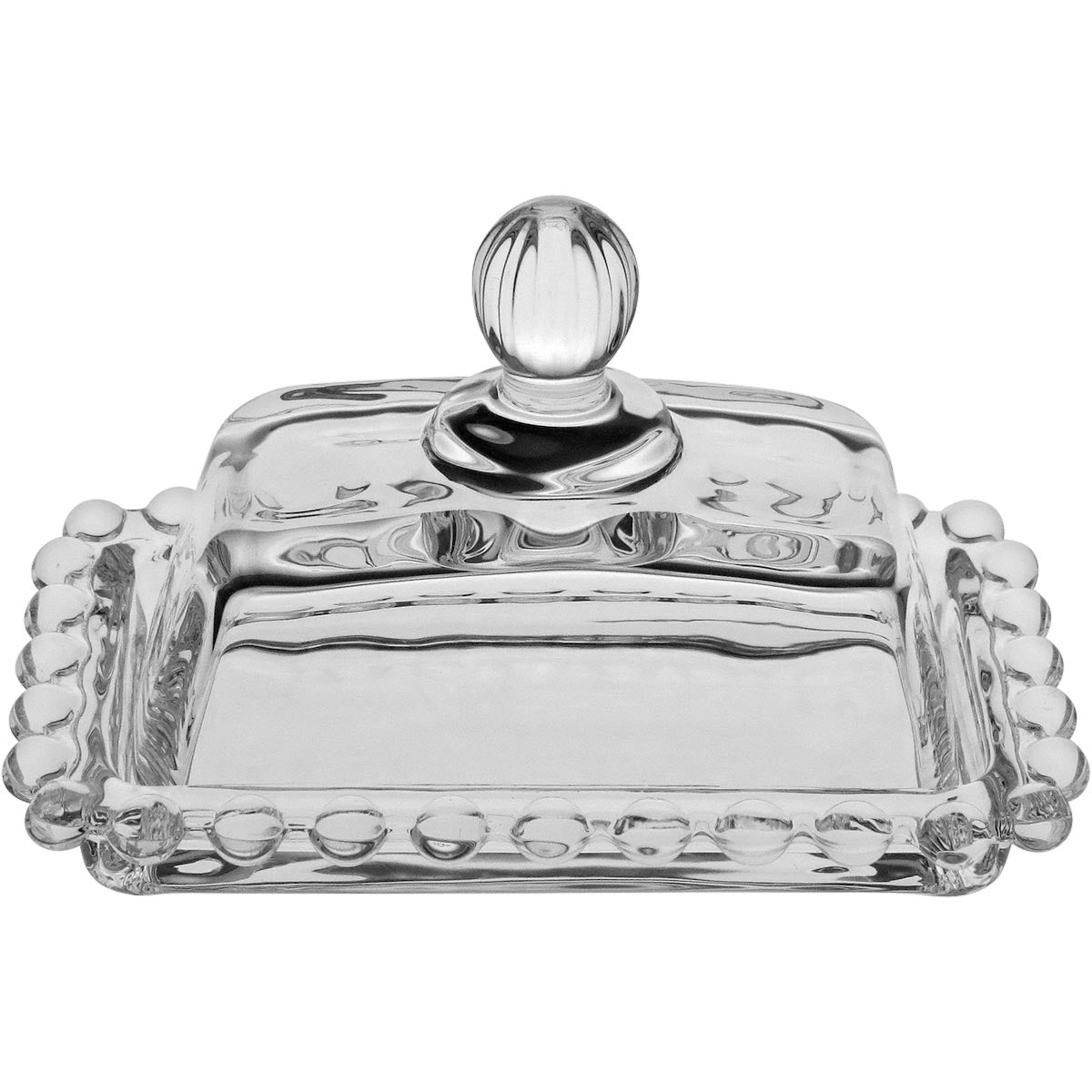 Manteigueira de Vidro Transparente 7x11cm para Mesa Elegante