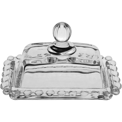 Manteigueira de Vidro Transparente 7x11cm para Mesa Elegante