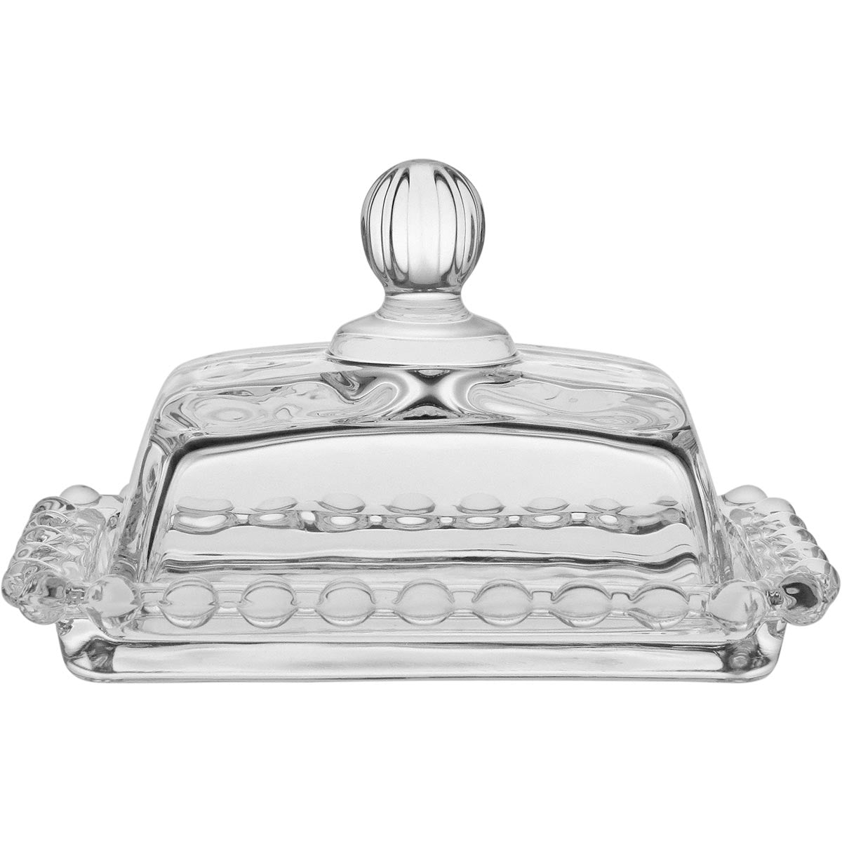Manteigueira de Vidro Transparente 7x11cm para Mesa Elegante