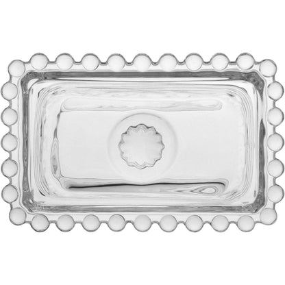 Manteigueira de Vidro Transparente 7x11cm para Mesa Elegante