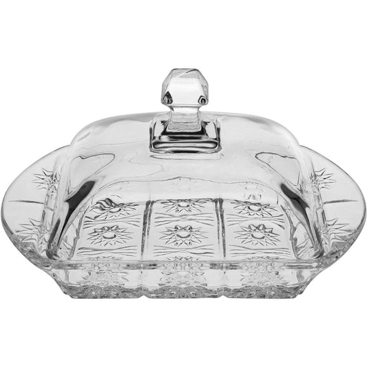 Manteigueira de Vidro Transparente 17x10cm Elegante para Servir Manteiga