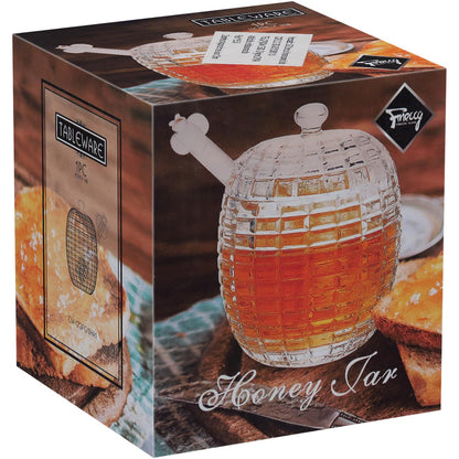 Meleira de Vidro Transparente 170ml com Colher 11x8x8cm