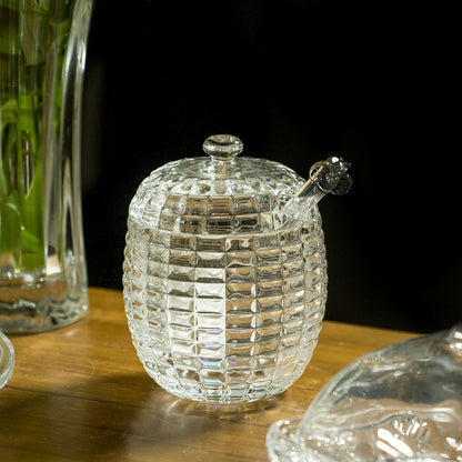 Meleira de Vidro Transparente 170ml com Colher 11x8x8cm