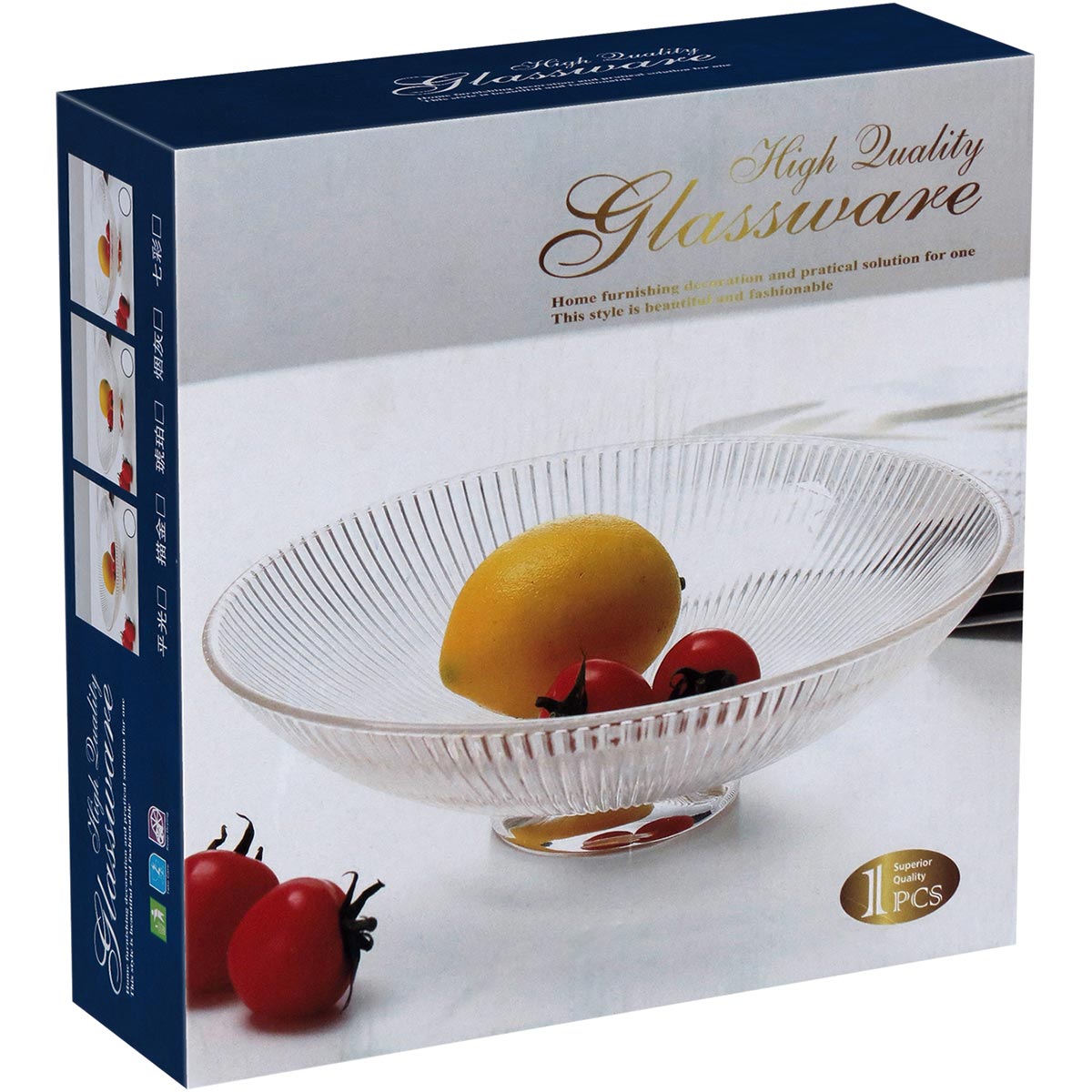 Centro de Mesa Decorativo em Vidro Transparente 25x25cm 7cm altura