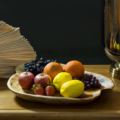 Centro de Mesa Wood em Madeira Natural 44x31cm 5cm de Altura