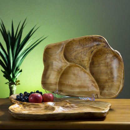 Petisqueira de Madeira Natural Wood 4 Divisões 45x31cm