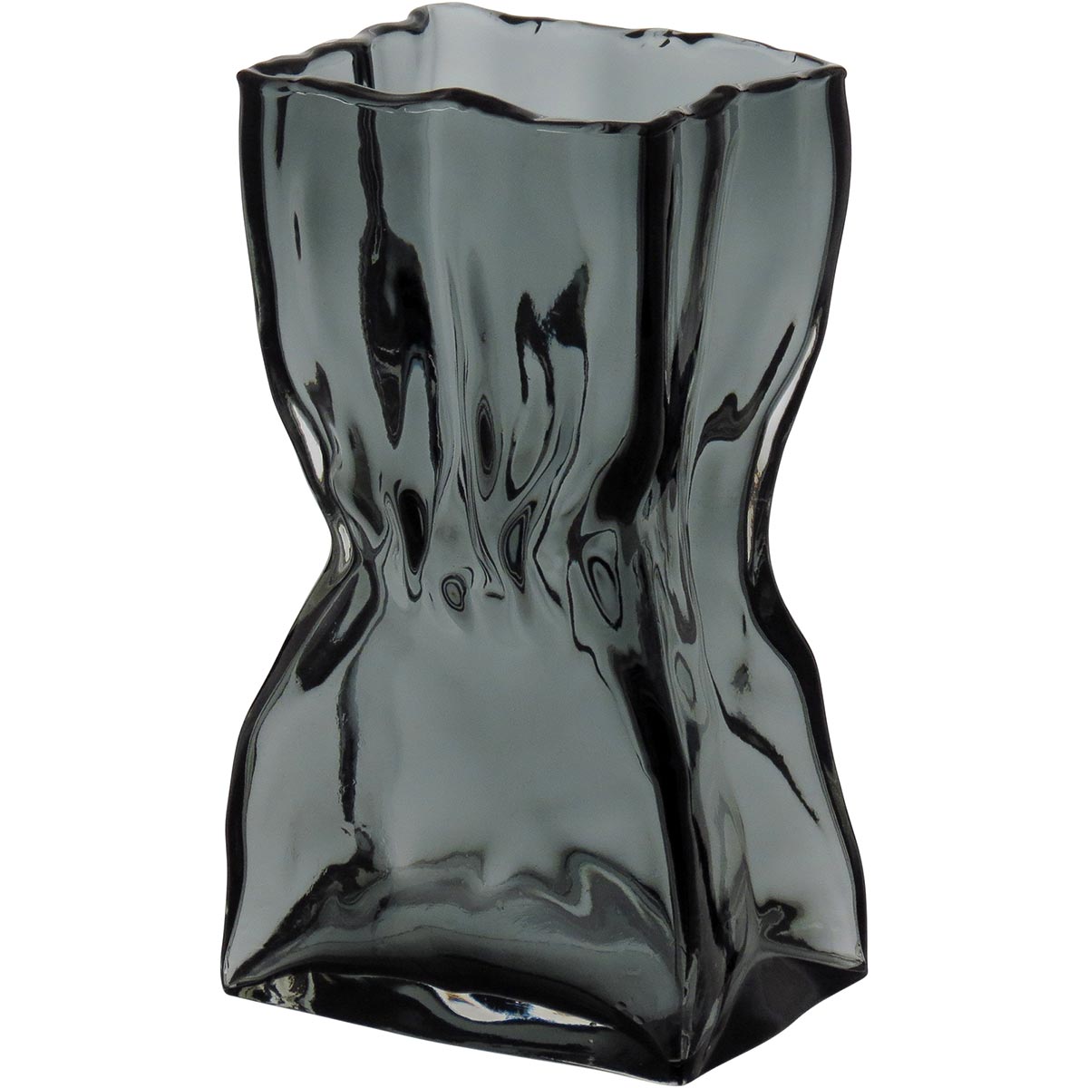 Vaso Vidro 24x14x11cm Cinza