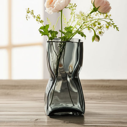 Vaso Vidro 24x14x11cm Cinza