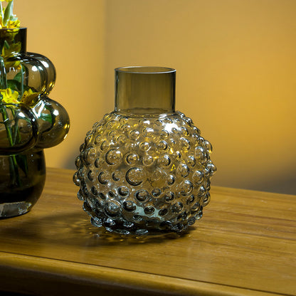 Vaso Vidro 18x16x16cm Cinza