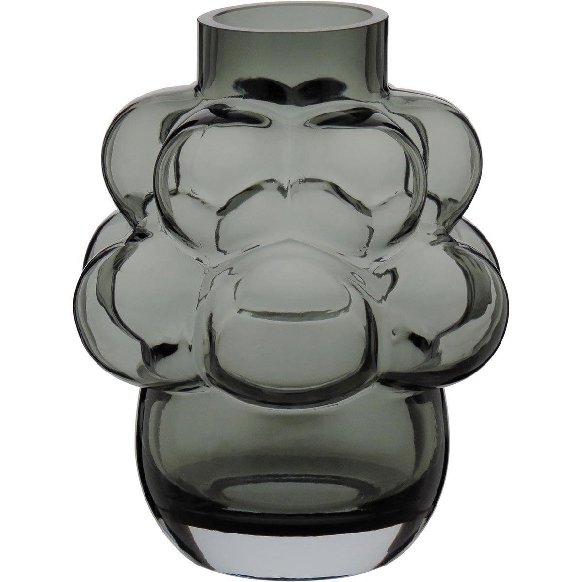 Vaso Vidro 22x18x18cm Cinza