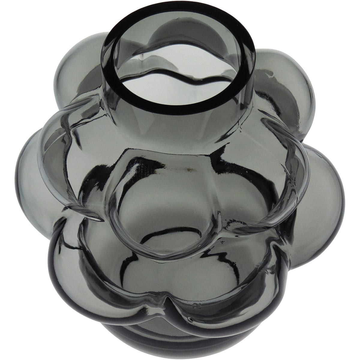 Vaso Vidro 22x18x18cm Cinza