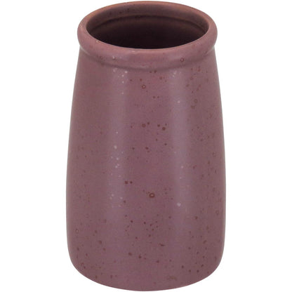 Conjunto Acessórios Banheiro Cerâmica Rosa 4 Peças - Porta-Sabonete, Saboneteira, Porta-Algodão, Porta-Escovas