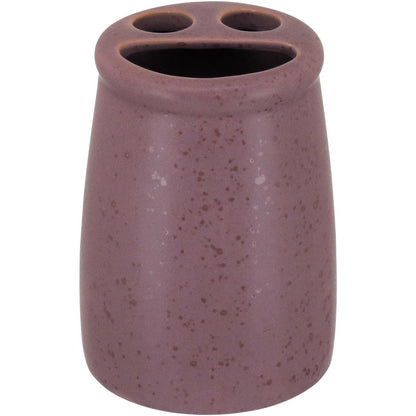 Conjunto Acessórios Banheiro Cerâmica Rosa 4 Peças - Porta-Sabonete, Saboneteira, Porta-Algodão, Porta-Escovas