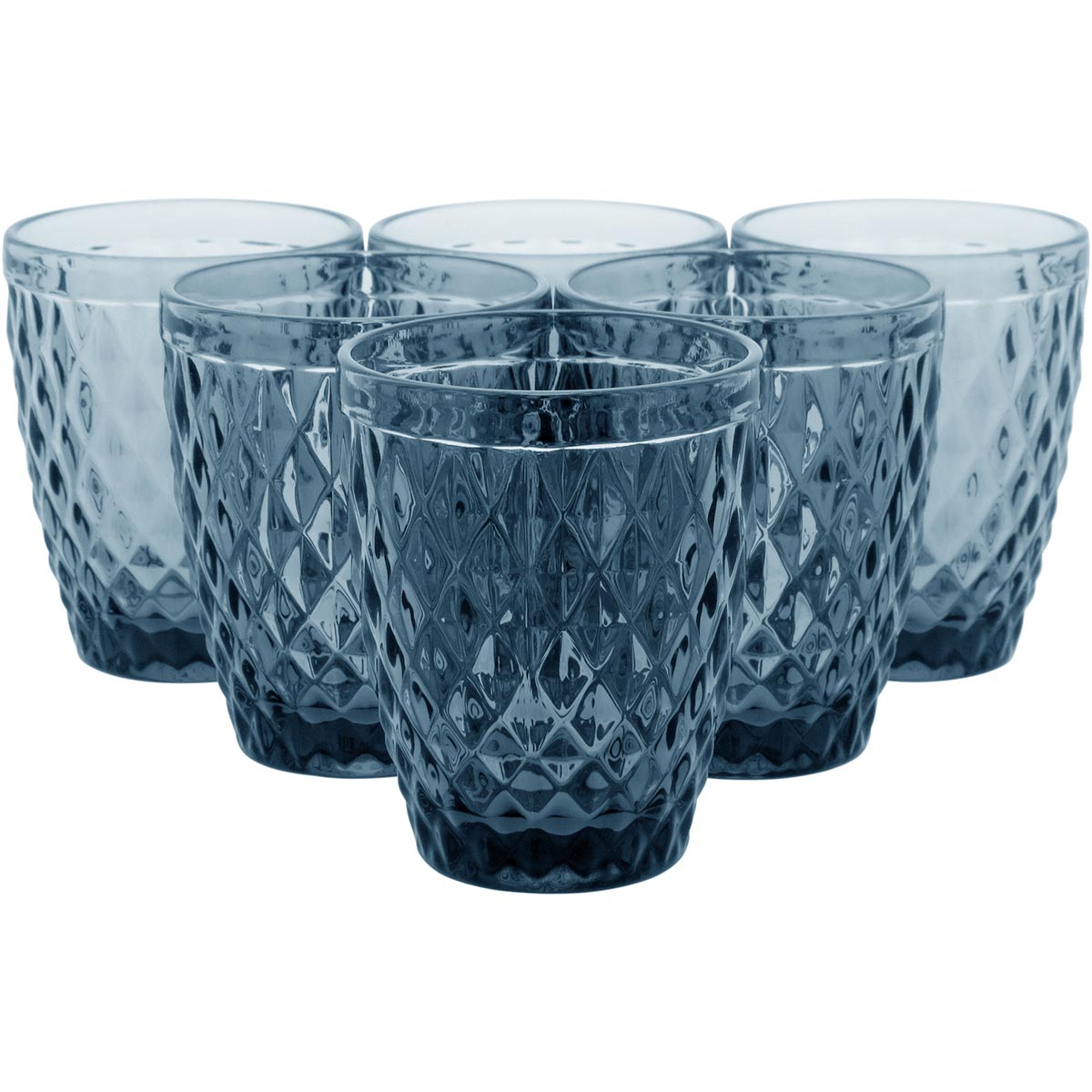 Copo de Vidro Azul 270ml - Conjunto 6 Peças 10x8cm