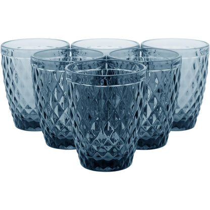 Copo de Vidro Azul 270ml - Conjunto 6 Peças 10x8cm