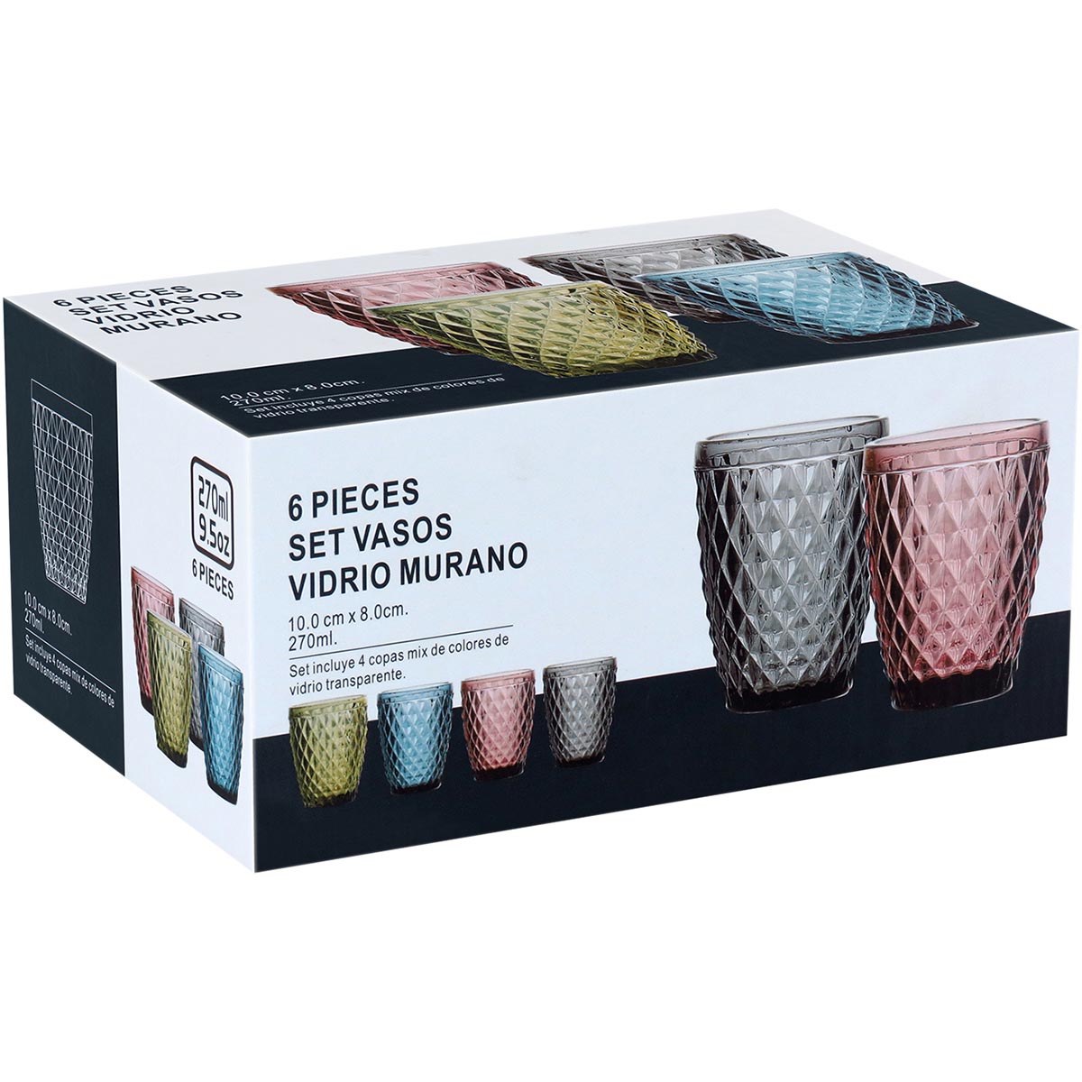 Copo de Vidro Rosa 270ml 6 Peças - Elegante e Durável