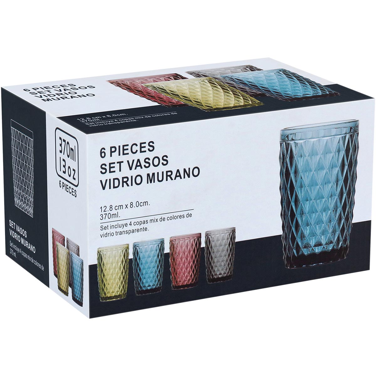 Copo Long Drink de Vidro Azul 370ml - 12x8cm Elegante e Ergonômico