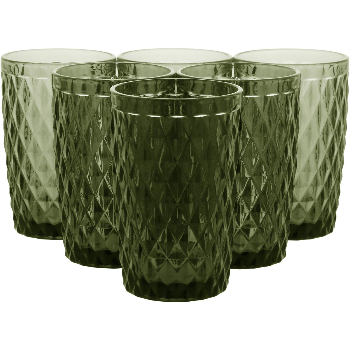 Copo Long Drink Vidro Verde 370ml - Conjunto com 6 Peças 12x8x8cm